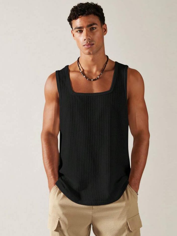 Bonga Boys Man's Solid color Square Neck Tank Top
